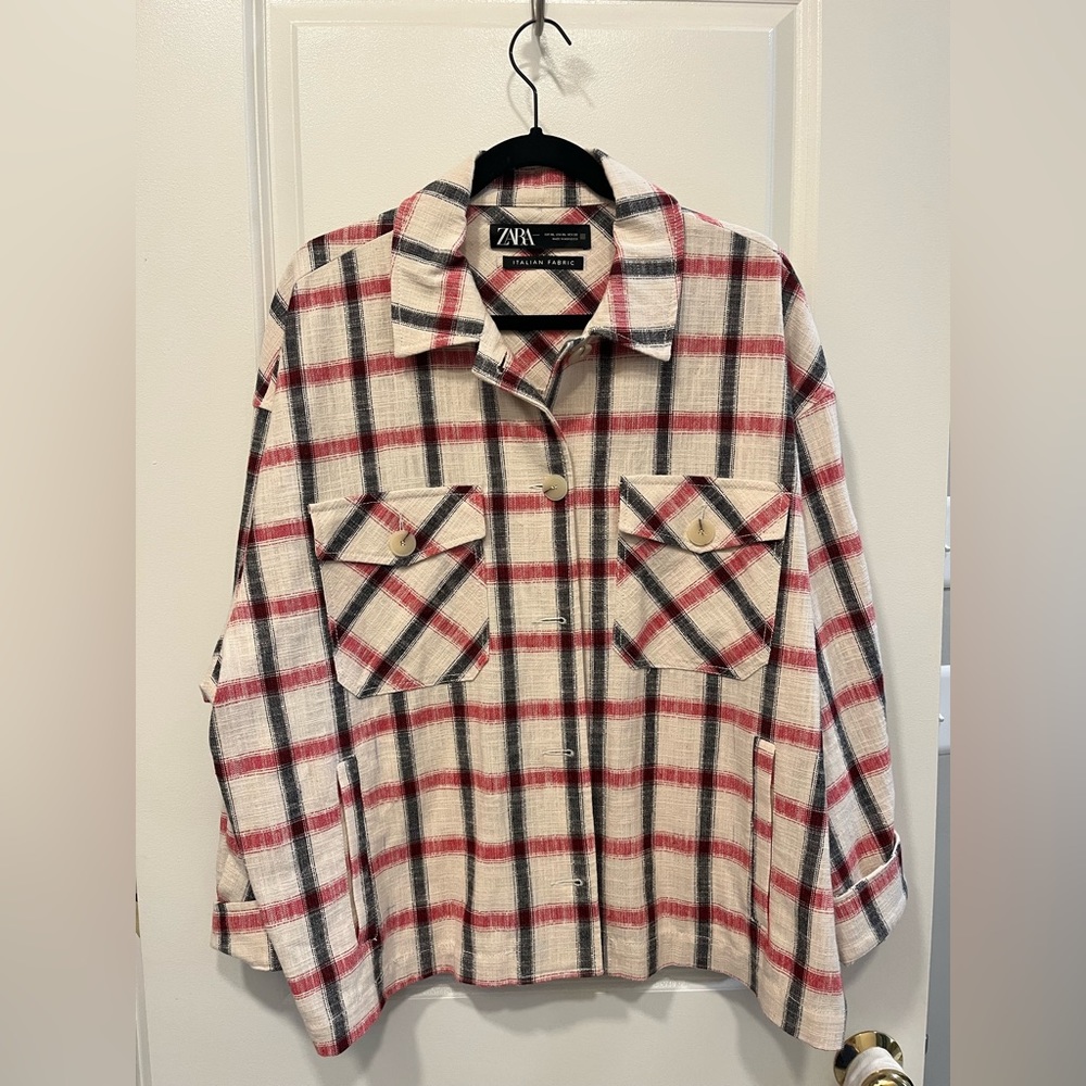 Zara Italian Yarn oversized plaid shirt